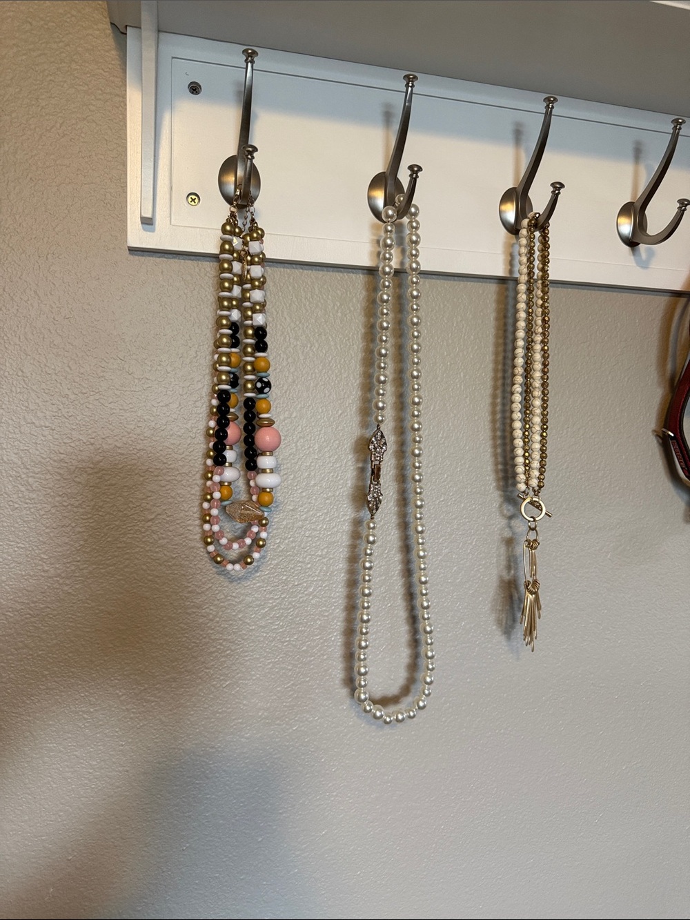 Bundle of 3 Multi-Strand Beaded Necklaces in Pink, Black & Gold